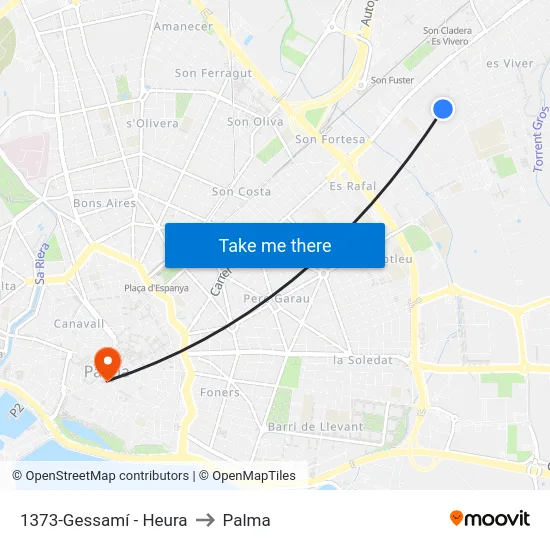 1373-Gessamí - Heura to Palma map