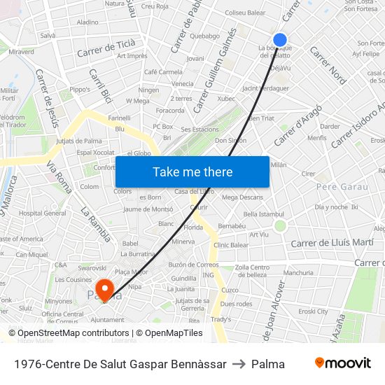 1976-Centre De Salut Gaspar Bennàssar to Palma map