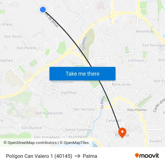 Polígon Can Valero 1 (40145) to Palma map