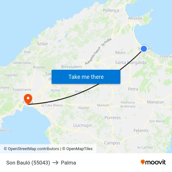 Son Bauló (55043) to Palma map