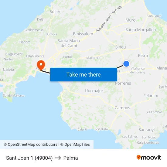 Sant Joan 1 (49004) to Palma map