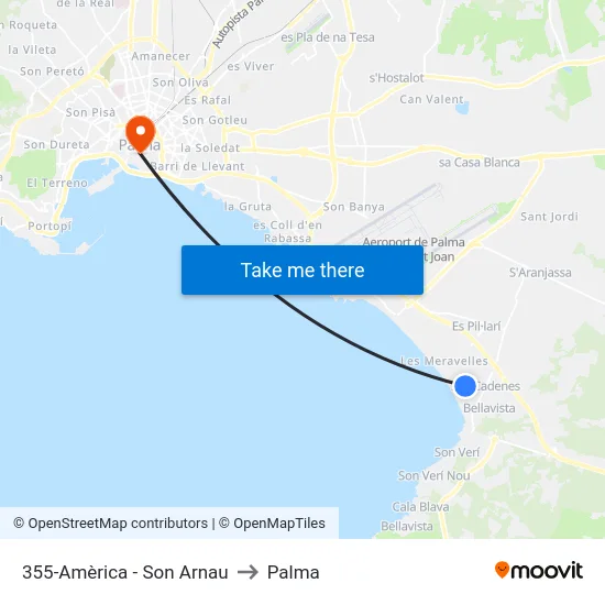 355-Amèrica - Son Arnau to Palma map