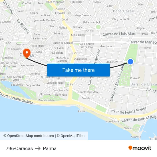 796-Caracas to Palma map