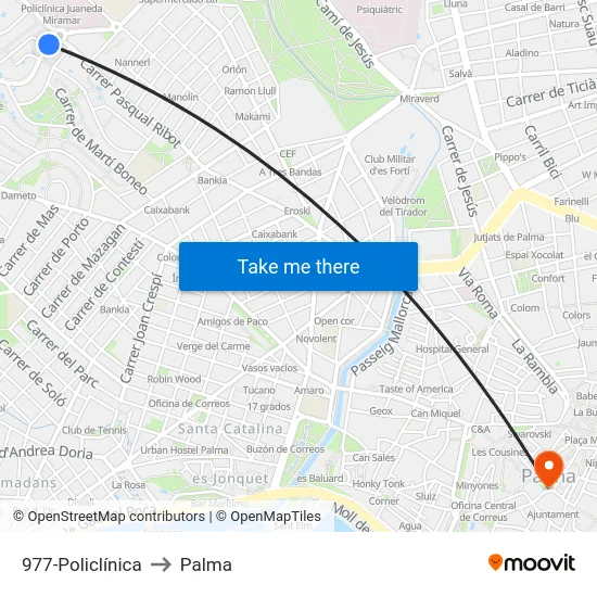 977-Policlínica to Palma map