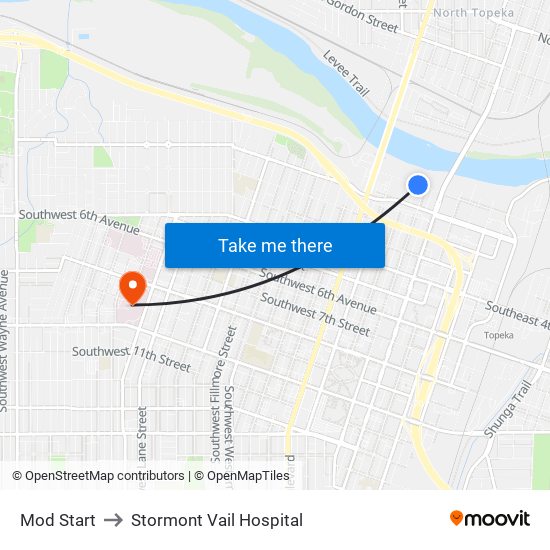 Mod Start to Stormont Vail Hospital map