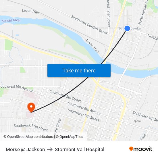 Morse @ Jackson to Stormont Vail Hospital map