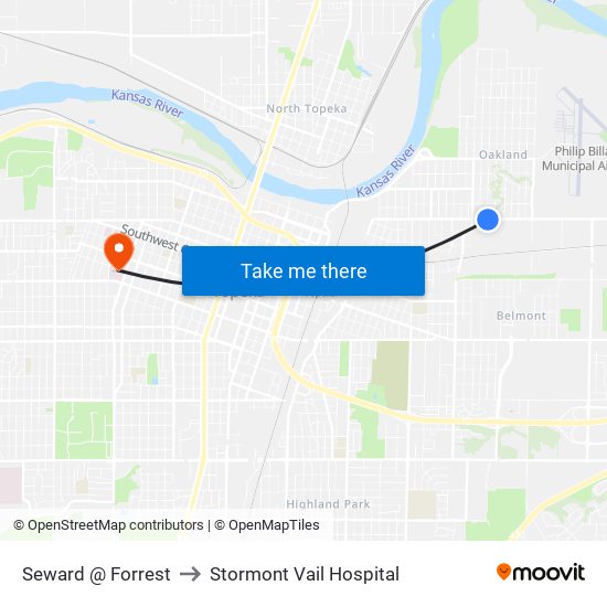 Seward @ Forrest to Stormont Vail Hospital map