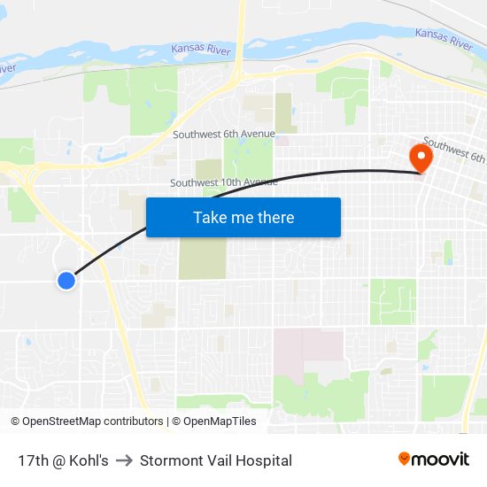 17th @ Kohl's to Stormont Vail Hospital map