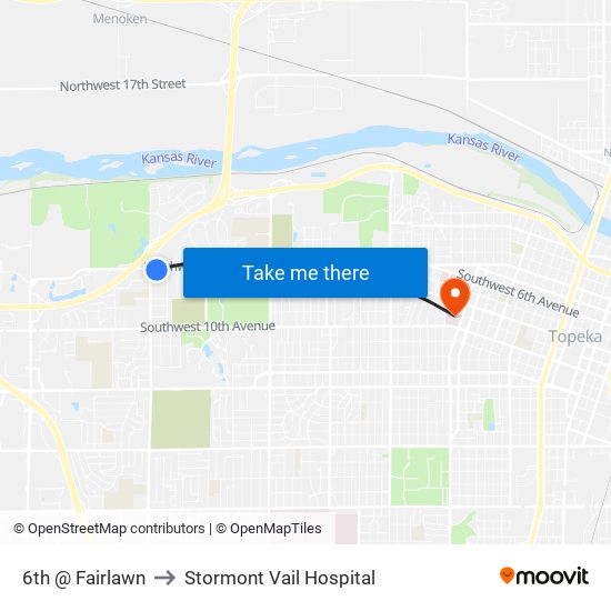 6th @ Fairlawn to Stormont Vail Hospital map