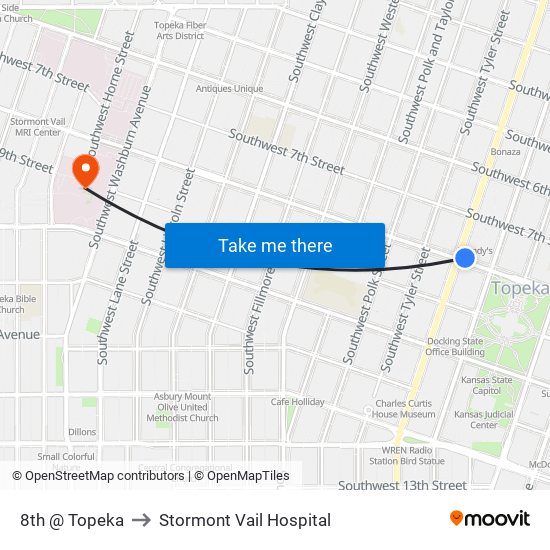 8th @ Topeka to Stormont Vail Hospital map