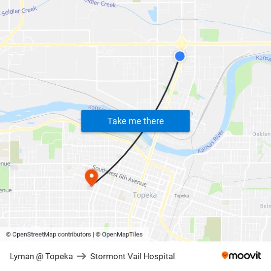 Lyman @ Topeka to Stormont Vail Hospital map