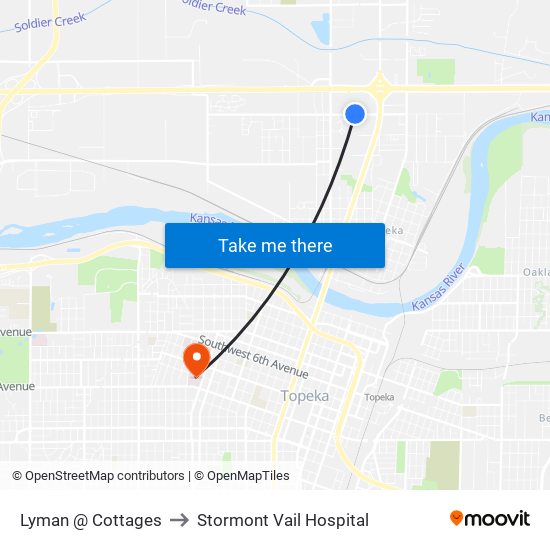 Lyman @ Cottages to Stormont Vail Hospital map