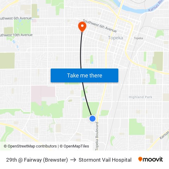 29th @ Fairway (Brewster) to Stormont Vail Hospital map