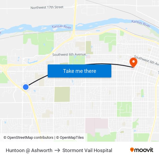 Huntoon @ Ashworth to Stormont Vail Hospital map