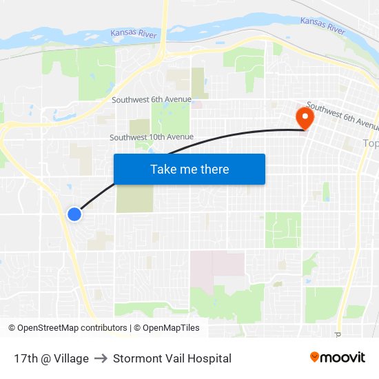 17th @ Village to Stormont Vail Hospital map