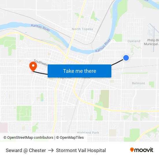 Seward @ Chester to Stormont Vail Hospital map