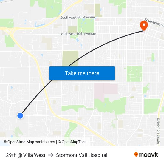 29th @ Villa West to Stormont Vail Hospital map