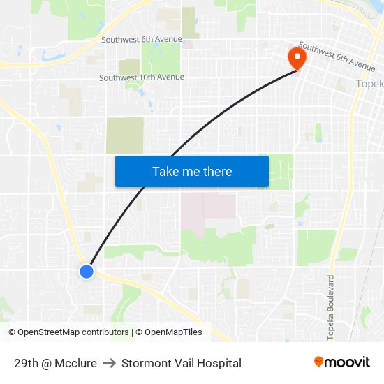 29th @ Mcclure to Stormont Vail Hospital map