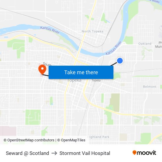 Seward @ Scotland to Stormont Vail Hospital map