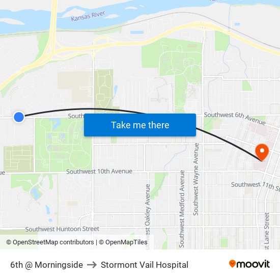 6th @ Morningside to Stormont Vail Hospital map