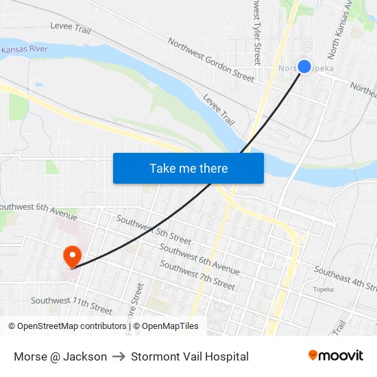 Morse @ Jackson to Stormont Vail Hospital map