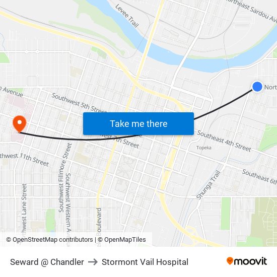 Seward @ Chandler to Stormont Vail Hospital map