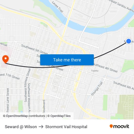 Seward @ Wilson to Stormont Vail Hospital map