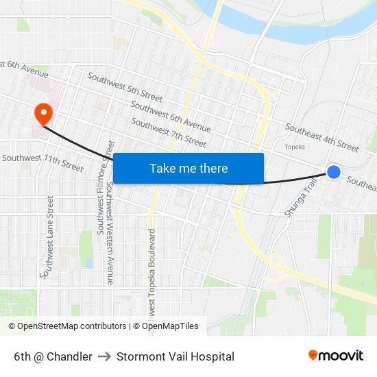 6th @ Chandler to Stormont Vail Hospital map