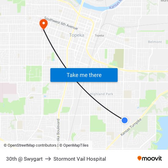 30th @ Swygart to Stormont Vail Hospital map