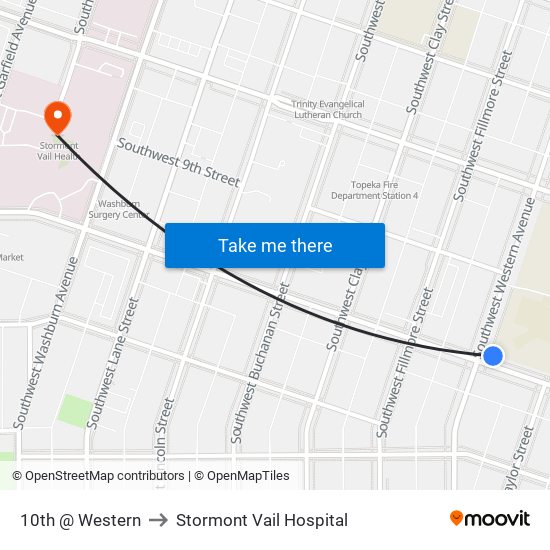 10th @ Western to Stormont Vail Hospital map