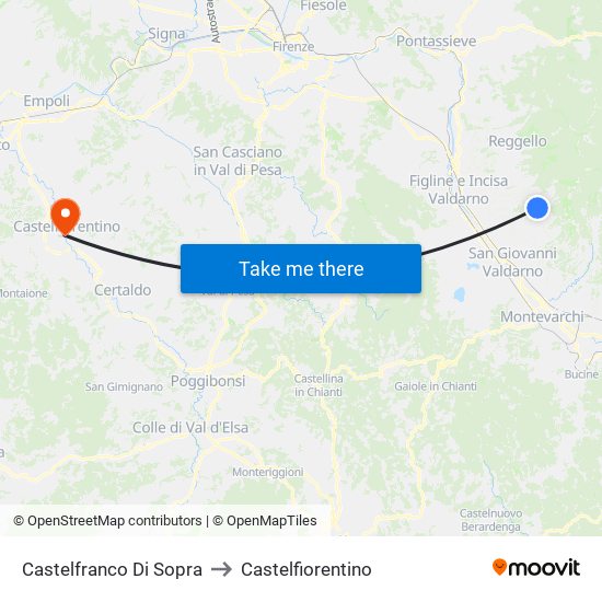Castelfranco Di Sopra to Castelfiorentino map