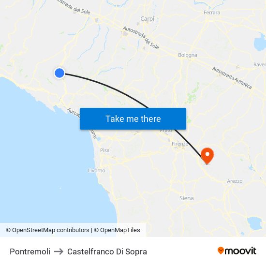 Pontremoli to Castelfranco Di Sopra map
