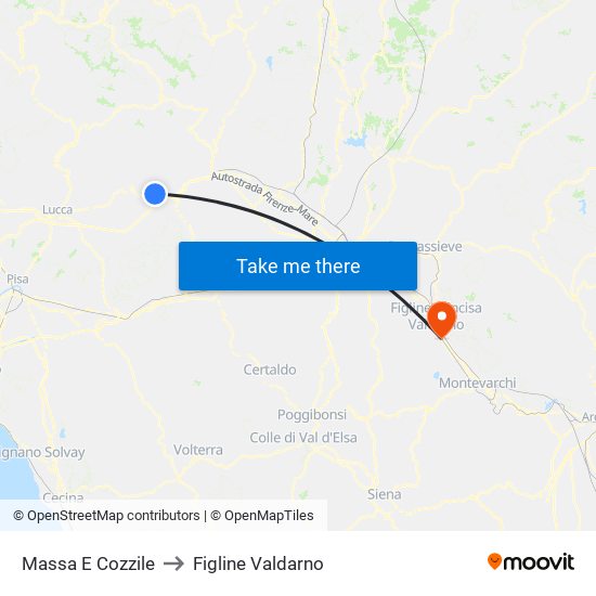 Massa E Cozzile to Figline Valdarno map