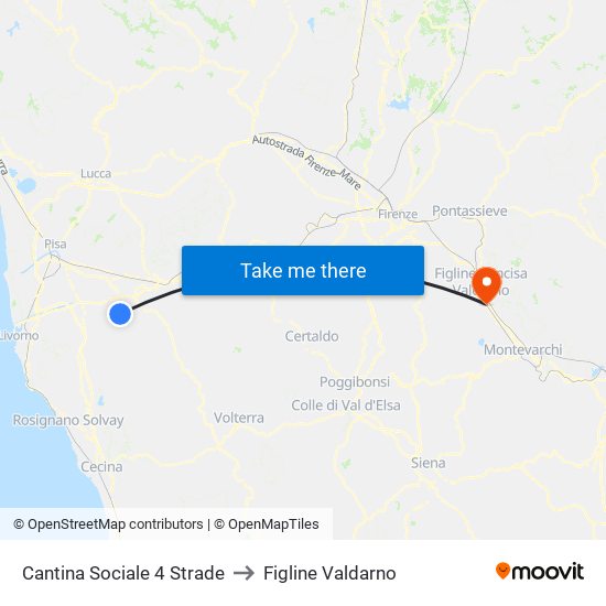 Cantina Sociale 4 Strade to Figline Valdarno map