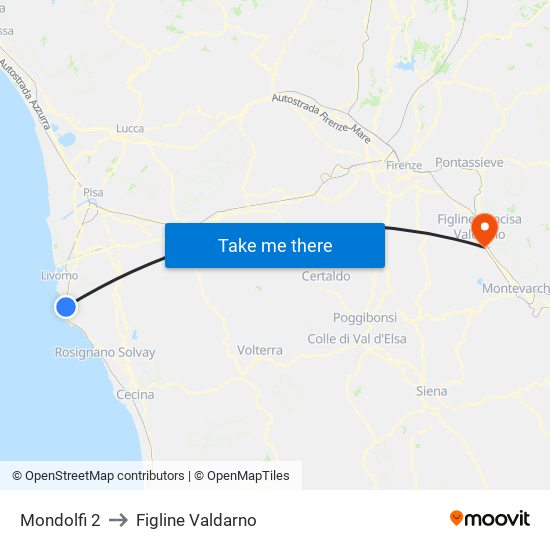 Mondolfi 2 to Figline Valdarno map