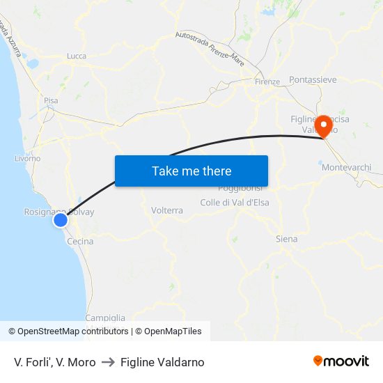 V. Forli',  V. Moro to Figline Valdarno map