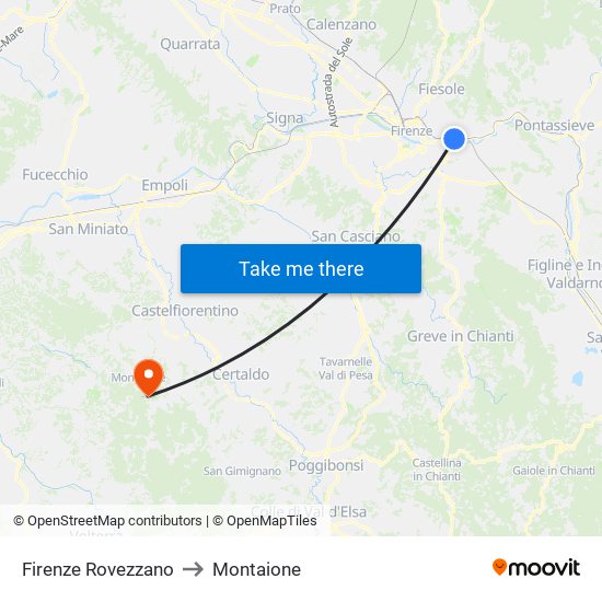 Firenze Rovezzano to Montaione map