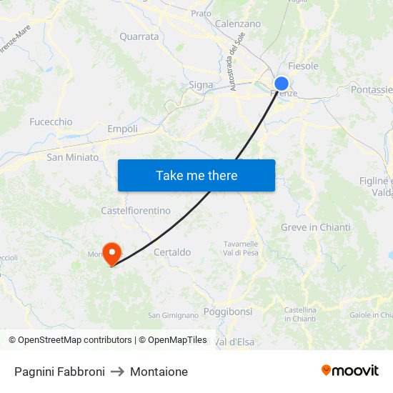 Pagnini Fabbroni to Montaione map