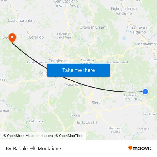 Bv. Rapale to Montaione map