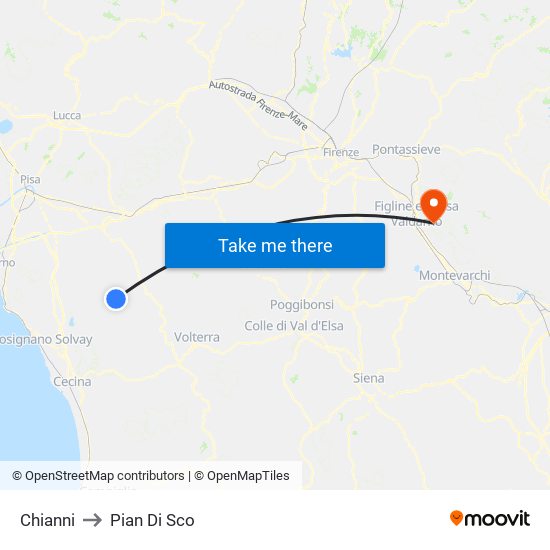 Chianni to Pian Di Sco map