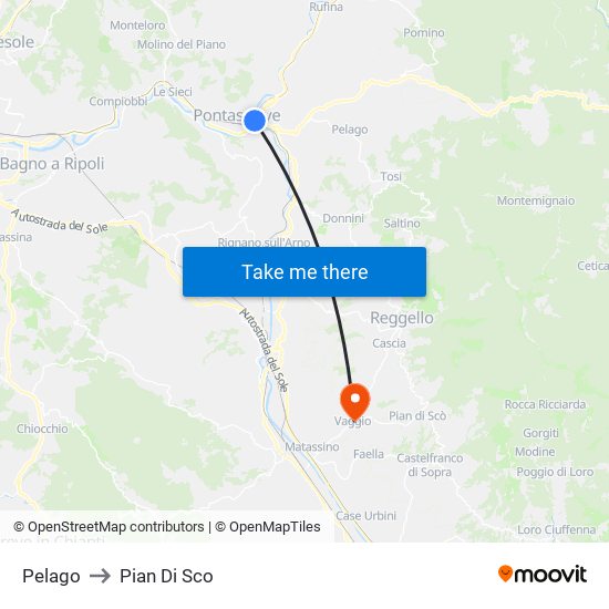 Pelago to Pian Di Sco map
