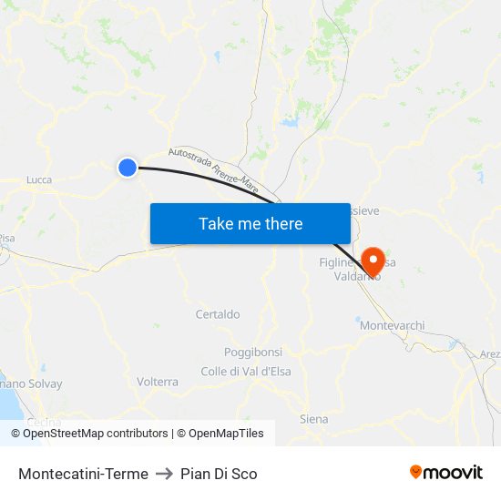 Montecatini-Terme to Pian Di Sco map