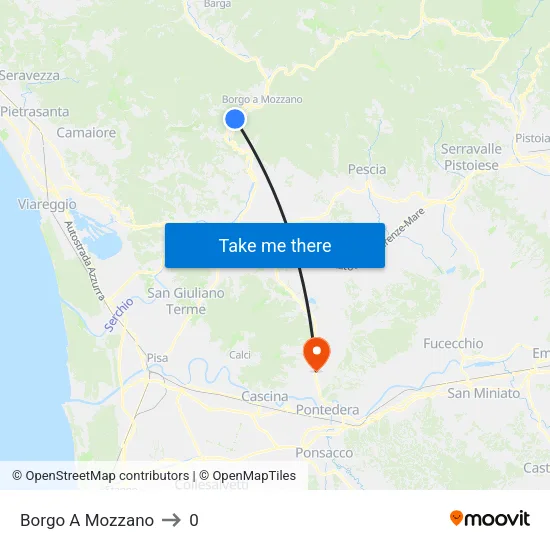 Borgo a Mozzano to 0 map