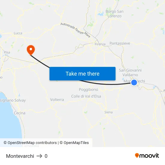 Montevarchi to 0 map