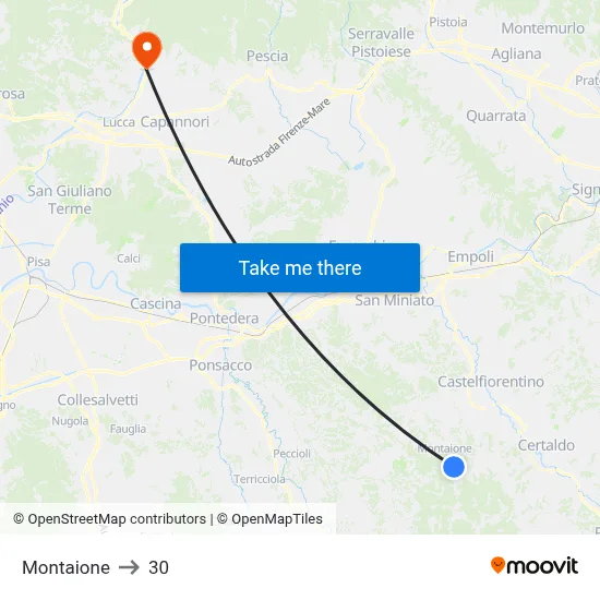 Montaione to 30 map