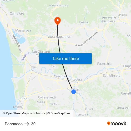 Ponsacco to 30 map