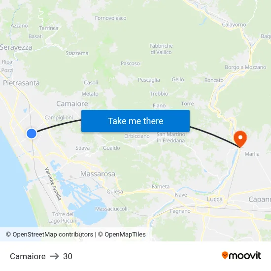 Camaiore to 30 map
