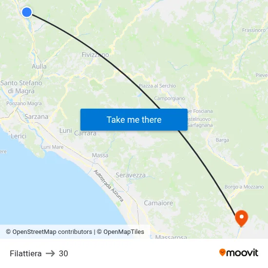 Filattiera to 30 map
