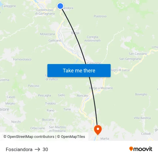 Fosciandora to 30 map