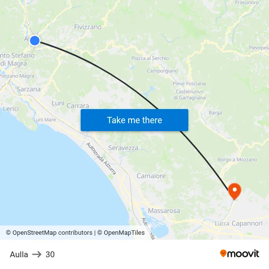 Aulla to 30 map